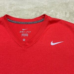 Nike Orange V-Neck Dri-FIT Shirt Size M